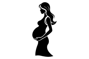 Pregnant Woman Silhouette Vector Illustration - Maternity and Motherhood Design