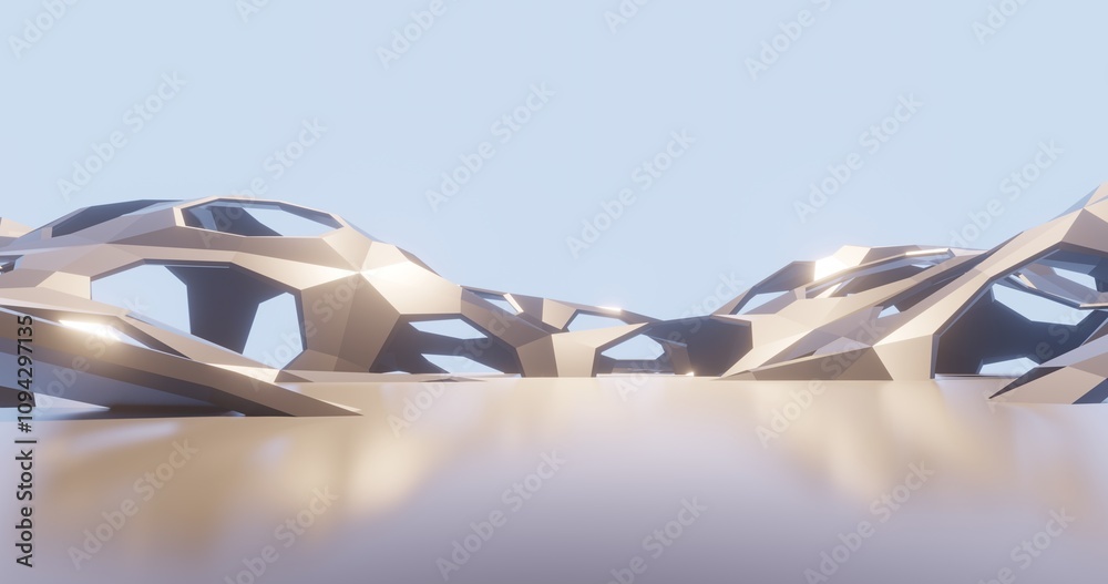 Poster Futuristic architecture background bionic pattern in design 3d render