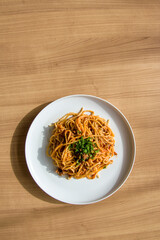 spaghetti with tomato paste