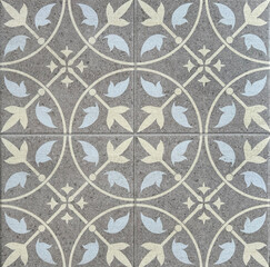 Colonial heritage patterned tiles in random various patterns. Batik, floral, star, ornamental, engraving, and other combined abstract patterns. Manual paint colonial tiles, or keraton tiles, or old he