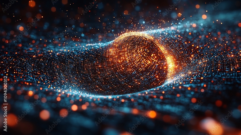 Poster holographic ai driven marketing funnel with automated customer segmentation and glowing data points