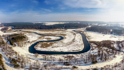 Zima na Warmii. Rzeka Łyna. © Janusz Lipiński