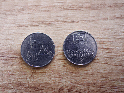The coin with a nominal value of 2 Sk was a coin of the Slovak koruna currency, which was valid in Slovakia from 1993 to 2008.