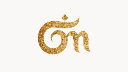 An elegant, minimalistic logo featuring the sacred symbol "Om" in gold foil on a white background. The design should convey spirituality and peace with clean lines and subtle details.,generated ai. 