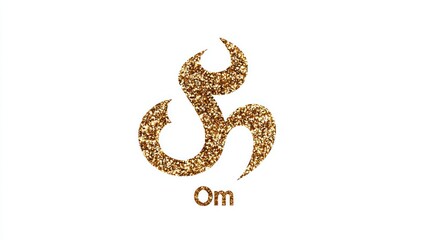 An elegant, minimalistic logo featuring the sacred symbol "Om" in gold foil on a white background. The design should convey spirituality and peace with clean lines and subtle details.,generated ai. 