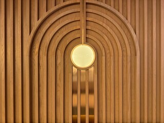 Fluted wood panel with arch and round lights, a unique combination of wall panel element. Fluted...