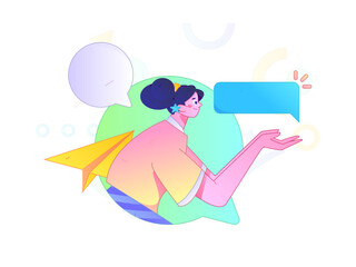 Virtual characters social communication concept business flat vector hand drawn illustration
