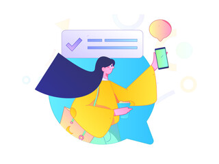 Virtual characters social communication concept business flat vector hand drawn illustration
