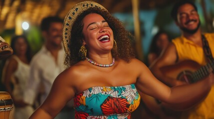 Family members joyfully dance Forro, laughing and embracing their rich cultural traditions