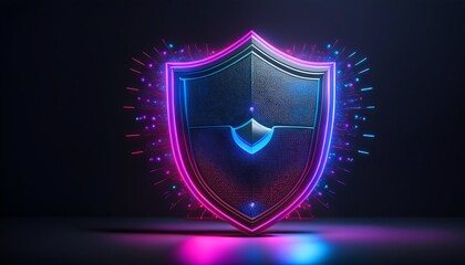 A glowing shield design with vibrant colors, symbolizing protection and security in a digital context.
