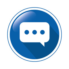 Fototapeta premium Chat icon on blue 3D button isolated on transparent or white background, vector illustration