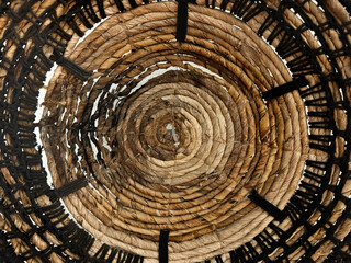 Random spiral rattan or wicker art and craft, round circle spiral synthetic rattan basket weave...