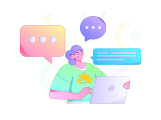 Virtual characters social communication concept business flat vector hand drawn illustration

