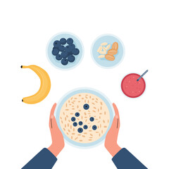 Healthy Breakfast with Oatmeal Bowl