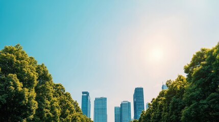 Urban development and green spaces city skyline landscape daytime wide angle sustainable living concepts