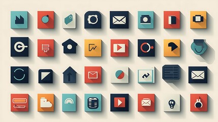 Digital icon illustrations modern workspace graphic design clean layout top view creative concepts