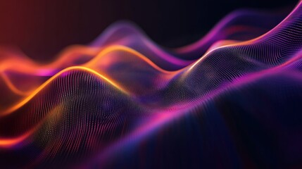 Fototapeta premium Abstract glowing wave background with vibrant orange, pink, and purple hues.