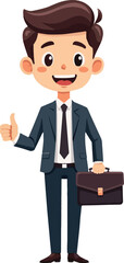 Simple Vector Art of Cheerful Professional Giving Thumbs-Up