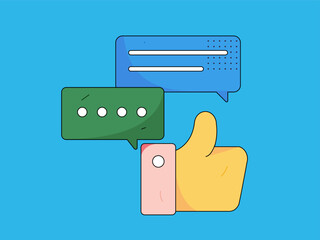 Virtual characters social communication concept business flat vector hand drawn illustration
