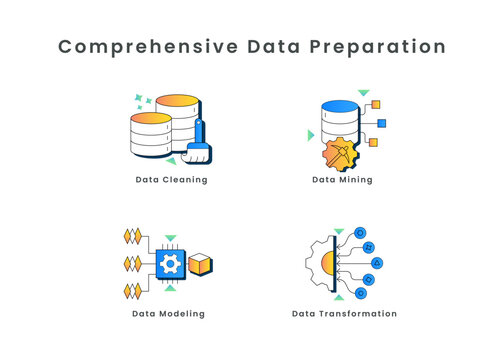 Comprehensive Data Preparation: A Visual Guide to Key Techniques. Data preparation, data cleaning, data mining, data modeling, data transformation, and more.