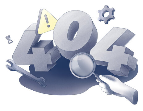 Error 404, page not found, 3D letters