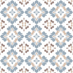Blue and brown embroidery, motif ethnic ikat seamless textile illustration, print striped ornament, pattern, design for wrapping, silk, scarf, clothing, background, textile, carpets, curtains.

