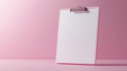 3D clipboard for a work project plan or productivity checklist on a pink background