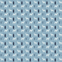 winter deer with tree pattern illustration