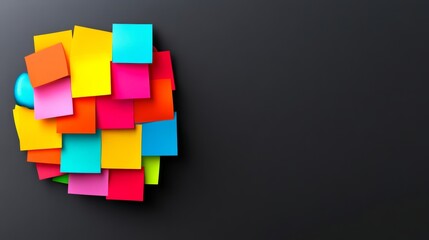 Colorful collage of post-it notes on a black background. The post-it notes are arranged in a way that creates a sense of chaos and disorganization