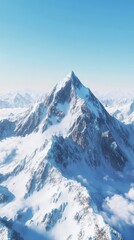 Fototapeta premium Aerial shot of snow capped peaks with clouds, showcasing stunning mountain scenery 