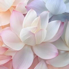 Fototapeta premium Serene Thai Lotus Flowers in Bloom Arranged in a Soft Continuous Pattern with Pastel Shades and Gentle Petal Gradients