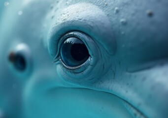 Close-up of a dolphin's eye highlighting intricate details under water