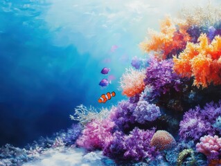 Fototapeta premium Exploring a Vibrant Coral Reef Underwater Paradise Marine Life Tropical Ocean Colorful Environment Nature Concept