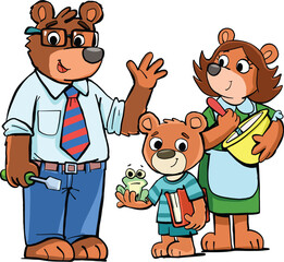 bear family with dad and mom and bear son2.eps