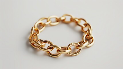 Obraz premium a gold chain bracelet, every link perfectly detailed against a white background.