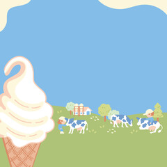 牧場ソフトクリームの正方形バナー素材