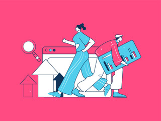 Marketing planning business characters flat vector concept operation hand drawn illustration
