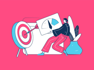 Marketing planning business characters flat vector concept operation hand drawn illustration
