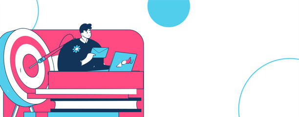 Marketing planning business characters flat vector concept operation hand drawn illustration
