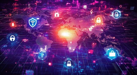 Obraz premium Global Cybersecurity Threat Detection and Response Framework