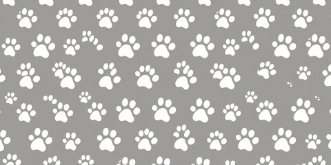 Geometric gray and white paw print pattern on a clean background, paw prints, abstNavy White and gray paw print pattern in a beautiful floral-inspired design, clean