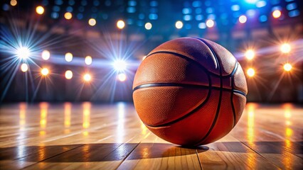 Obraz premium Basketball Court Close-up, Glowing Lights, Food Photography Style