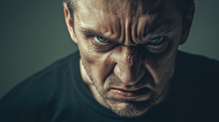 Obraz premium Man with a fierce expression, showing courage and determination