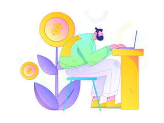 Marketing planning business characters flat vector concept operation hand drawn illustration
