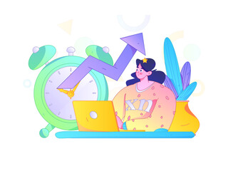 Marketing planning business characters flat vector concept operation hand drawn illustration
