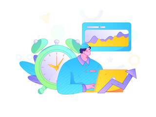 Marketing planning business characters flat vector concept operation hand drawn illustration
