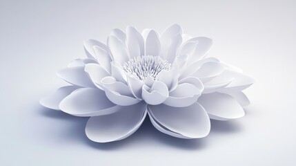 Beautiful 3D white flower with layered petals, displaying depth and a graceful, balanced design