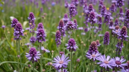 Obraz premium Lush purple wildflowers in a serene summer landscape, outdoors, fauna, meadow
