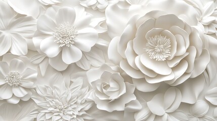 Elegant white 3D floral design with perfectly layered petals, showcasing depth and refined beauty