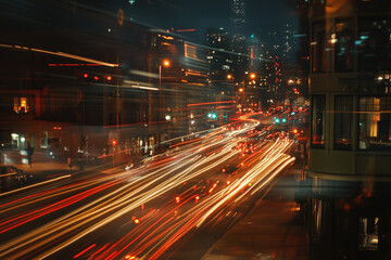 Fototapeta premium Long-Exposure Traffic Lights in the City